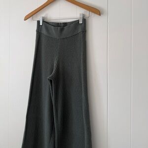 Aerie Sage Green Wide Leg Cropped Lounge Pants